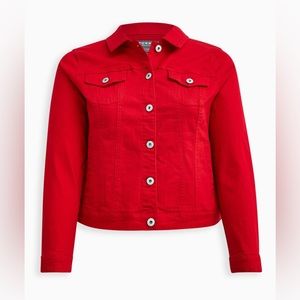 Ruby Red Denim Trucker Jacket Sz 0